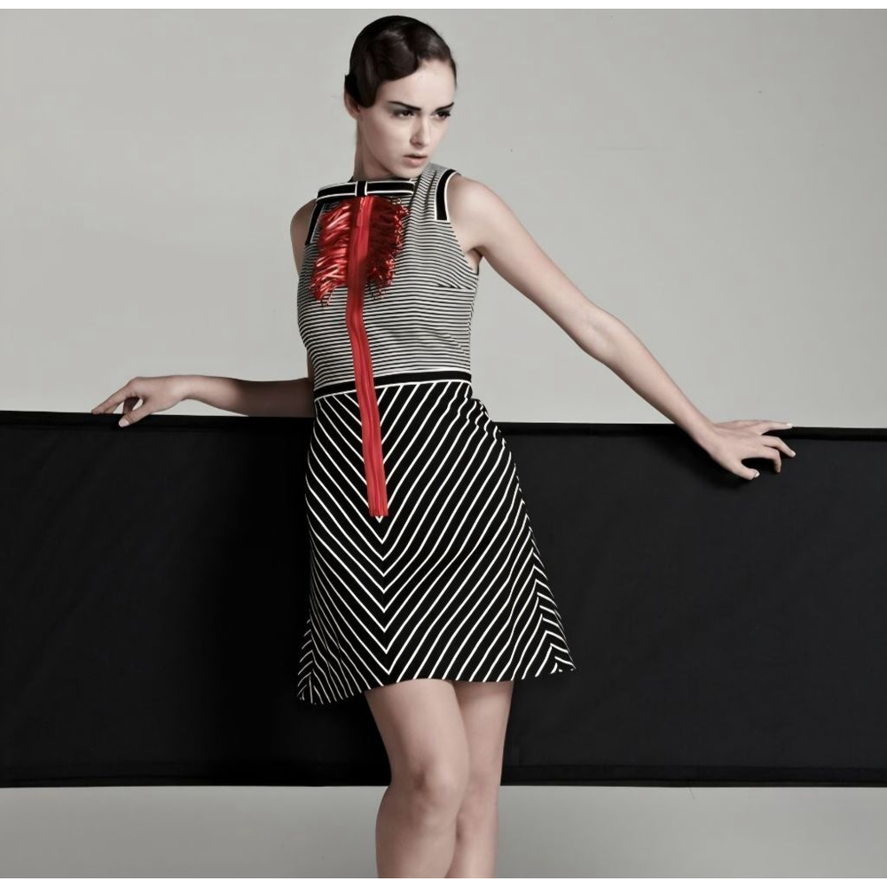 Women's Byron Lars Beauty Mark Striped Dress Size L - Picture 4 of 6
